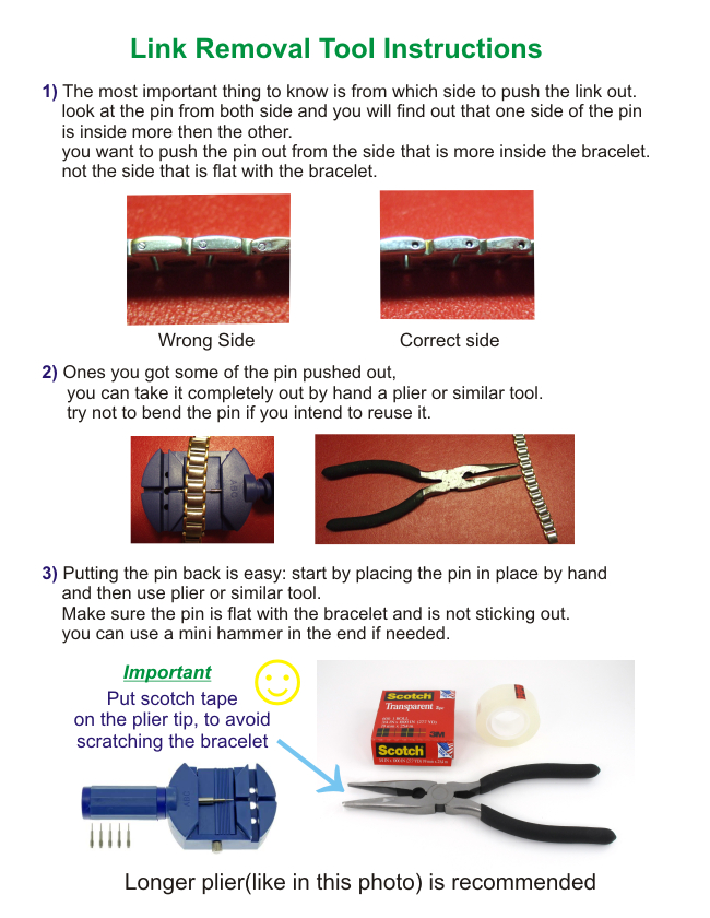 Link removal tool instructions