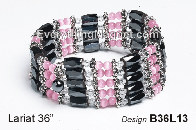 Magnetic Multipurpose Lariat 36" Pink Cat's Eye - B36L13