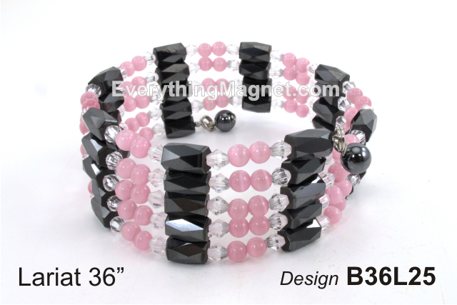 Magnetic Multipurpose Lariat 36" Pink Cat's Eye - B36L25