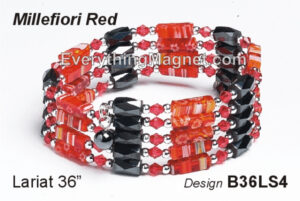 Magnetic Multipurpose Lariat 36″ Millefiori Red – B36LS4