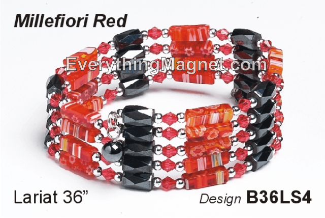 Magnetic Multipurpose Lariat 36" Millefiori Red - B36LS4
