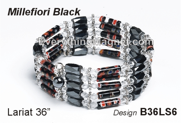 Magnetic Multipurpose Lariat 36" Millefiori Black - B36LS6