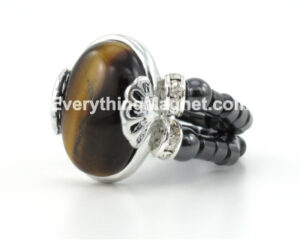 Black Magnetic Double Loop Hematite Ring – Tiger’s Eye – BBDR7