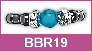 Black Magnetic Beaded Ring - Turquoise Gemstone - BBR19