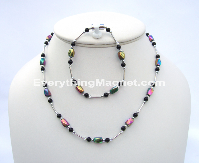 Magnetic Beaded Necklace Bracelet Set - BNB14