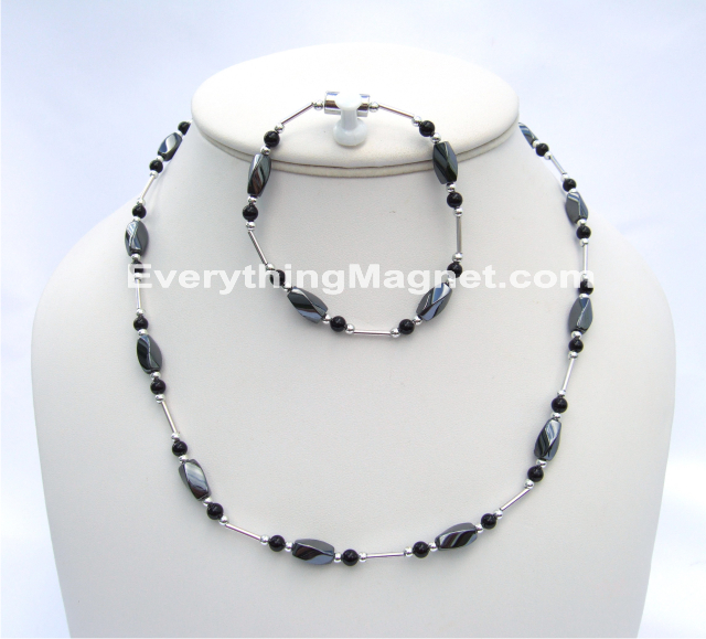 Magnetic Beaded Necklace Bracelet Set - BNB15