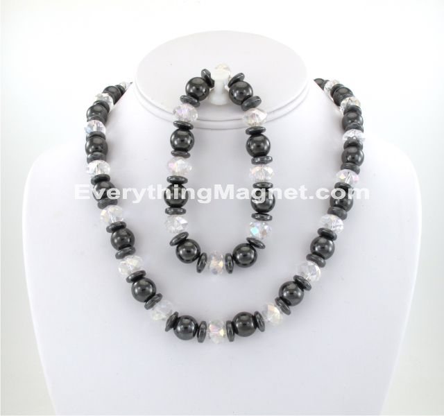 Magnetic Beaded Necklace Bracelet Set - BNB32