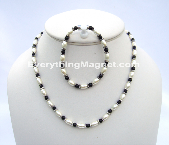 Magnetic Beaded Necklace Bracelet Set - BNB4