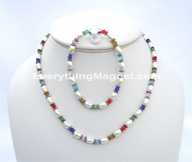 Magnetic Beaded Necklace Bracelet Set - BNB6