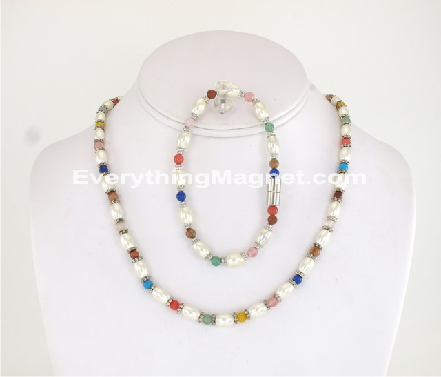Magnetic Beaded Necklace Bracelet Set - BNB93