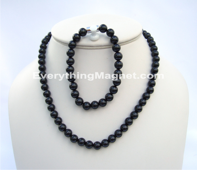 Magnetic Beaded Pearl Necklace, Bracelet Set - BPNB10