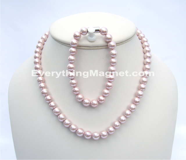 Magnetic Beaded Pearl Necklace, Bracelet Set – BPNB11
