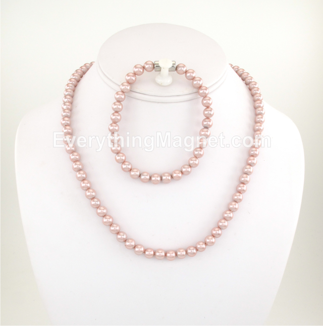 Magnetic Beaded Pearl Necklace, Bracelet Set – BPNB11S