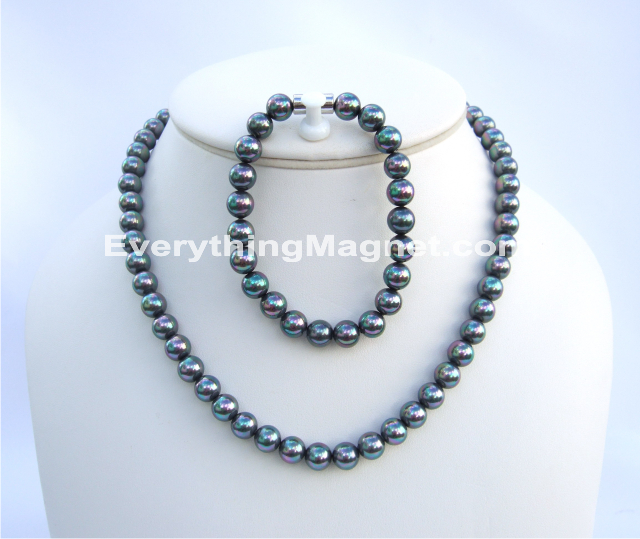Magnetic Beaded Pearls Necklace Set - BPNB12