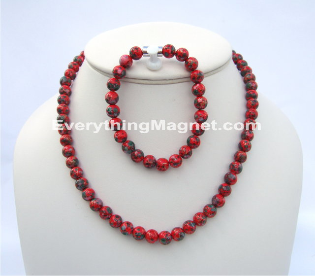 Magnetic Beaded Pearls Necklace Bracelet Set - BPNB15