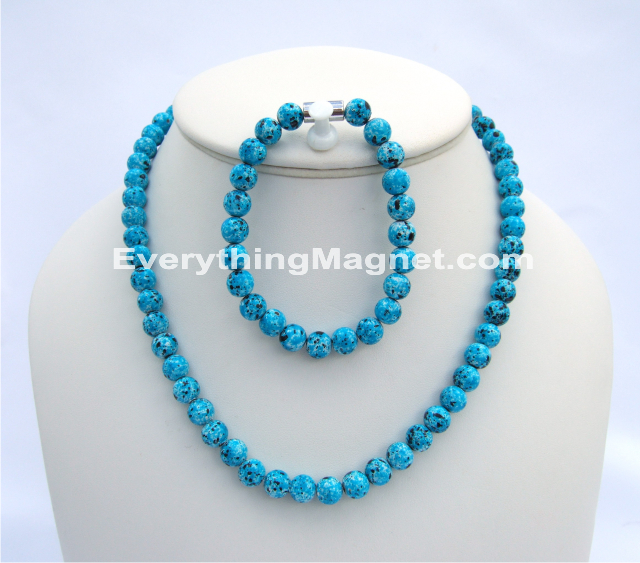 Magnetic Beaded Pearl Necklace Bracelet Set – BPNB16