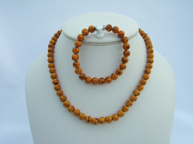 Magnetic Beaded Pearl Necklace Bracelet Set - BPNB19
