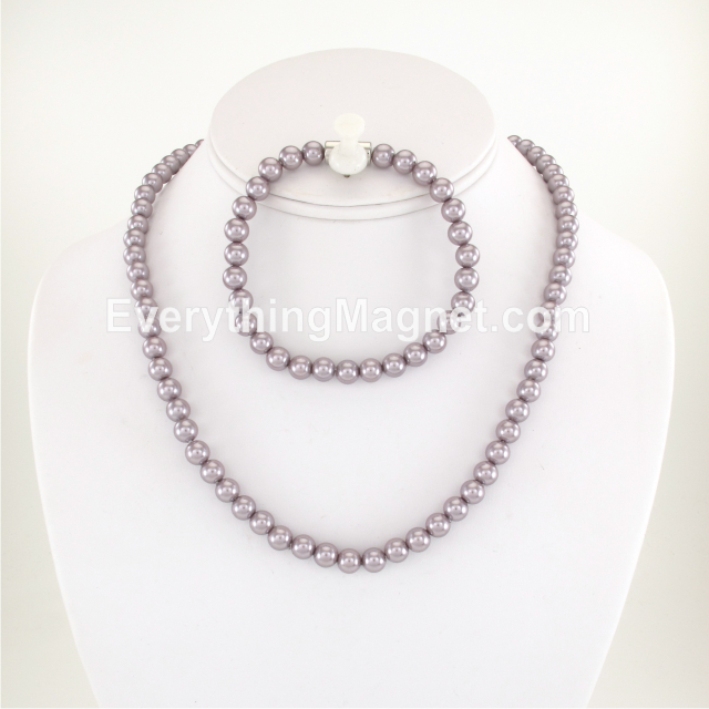 Magnetic Beaded Pearl Necklace, Bracelet Set – BPNB22S
