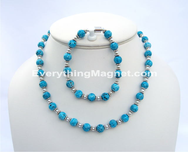 Magnetic Beaded Pearl Necklace, Bracelet Set - BPNB6
