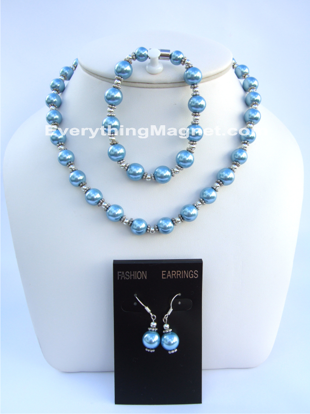 Magnetic Beaded Pearls Necklace Set - BPNBE4