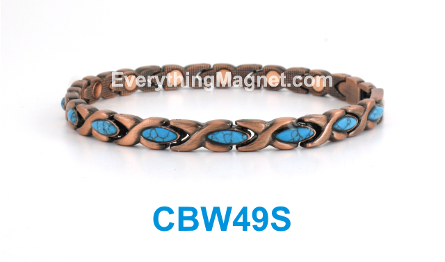 Magnetic Copper Bracelet - Turquoise Gemstone - CBW49S