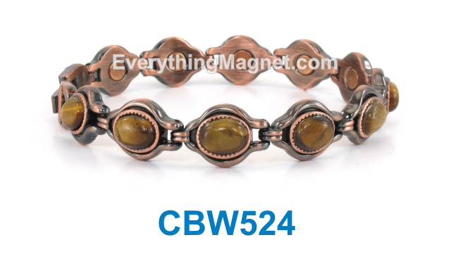 Magnetic Copper Bracelet - Tiger's Eye - CBW524