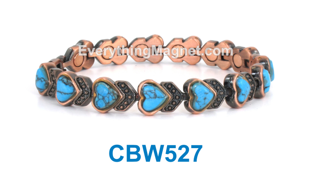 Magnetic Copper Bracelet - Turquoise Gemstone - CBW527