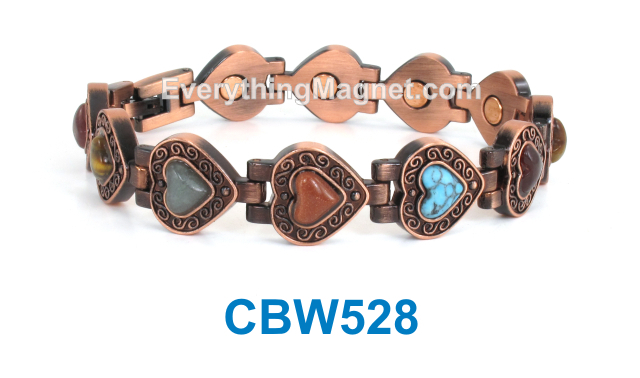 Magnetic Copper Bracelet - Semi Precious Stones - CBW528