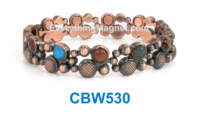 Magnetic Copper Bracelet - Semi Precious Stones - CBW530