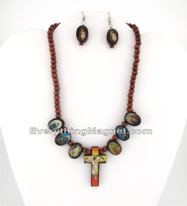 14 inch Brazilian Style Wood Kid Necklace + Earrings - RIWN1