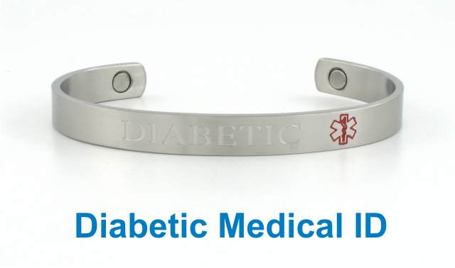 Magnetic Stainless Steel Diabetic Medical ID Bangle - SSBGD1MID