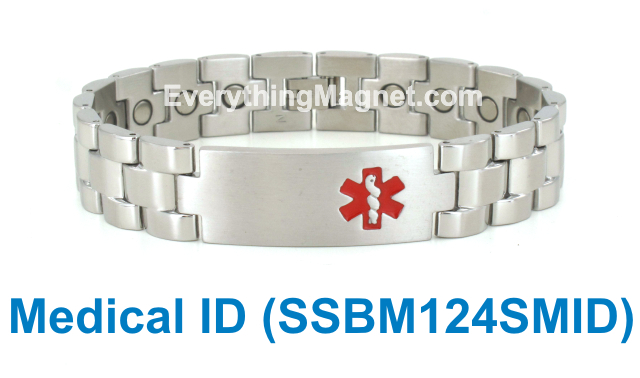 Magnetic Stainless Steel Medical ID Bracelet - SSBM124SMID