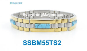 Magnetic Stainless Steel Bracelet – Turquoise Gemstone – SSBM55TS2