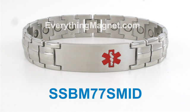 Magnetic Stainless Steel Medical ID Bracelet - SSBM77SMID