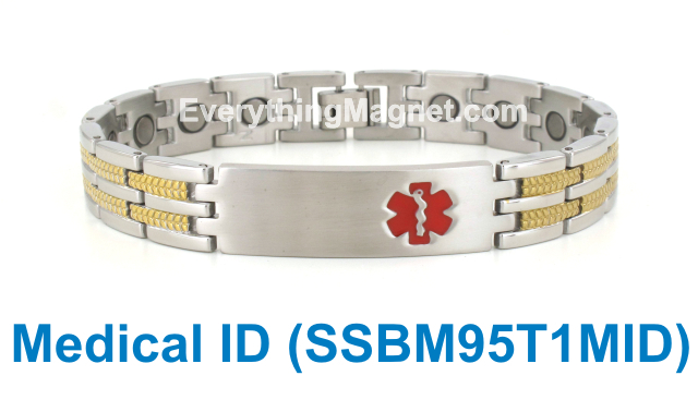 Magnetic Stainless Steel Medical ID Bracelet - SSBM95T1MID