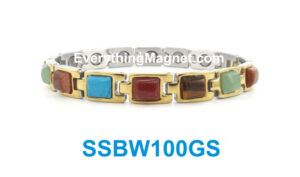 Magnetic Stainless Steel Bracelet – Semi Precious Stones – SSBW100GS
