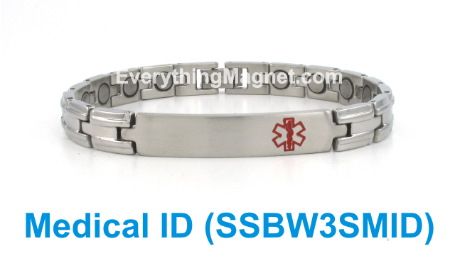 Magnetic Stainless Steel Medical ID Bracelet - SSBW3SMID