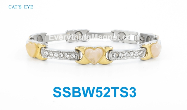 Magnetic Stainless Steel Bracelet - Peach Cat's Eye - SSBW52TS3
