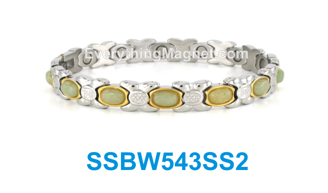 Magnetic Stainless Steel Bracelet - Jade - SSBW543SS2