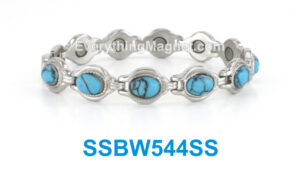 Magnetic Stainless Steel Bracelet – Turquoise Gemstone – SSBW544SS