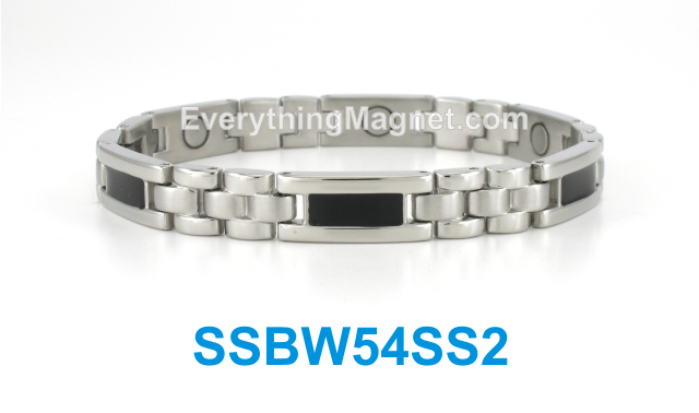 Magnetic Stainless Steel Bracelet - Onyx - SSBW54SS2