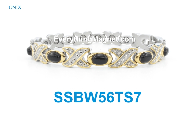 Magnetic Stainless Steel Bracelet - Black Onyx - SSBW56TS7