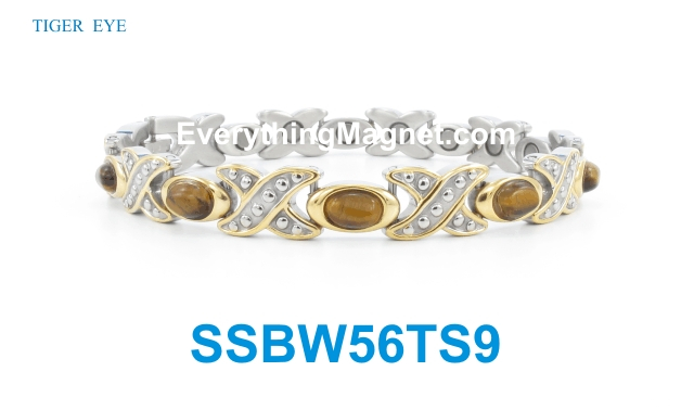 Magnetic Stainless Steel Bracelet - Tiger's Eye - SSBW56TS9