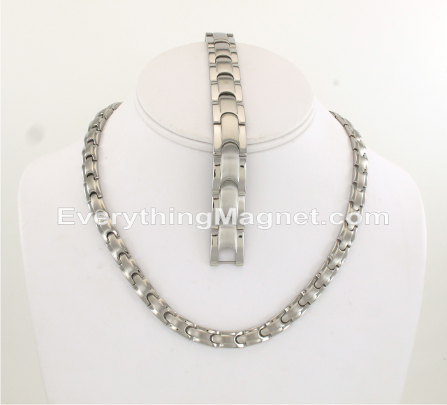 Stainless Steel Necklace(18 inch) Bracelet Set - SSNBM45SW