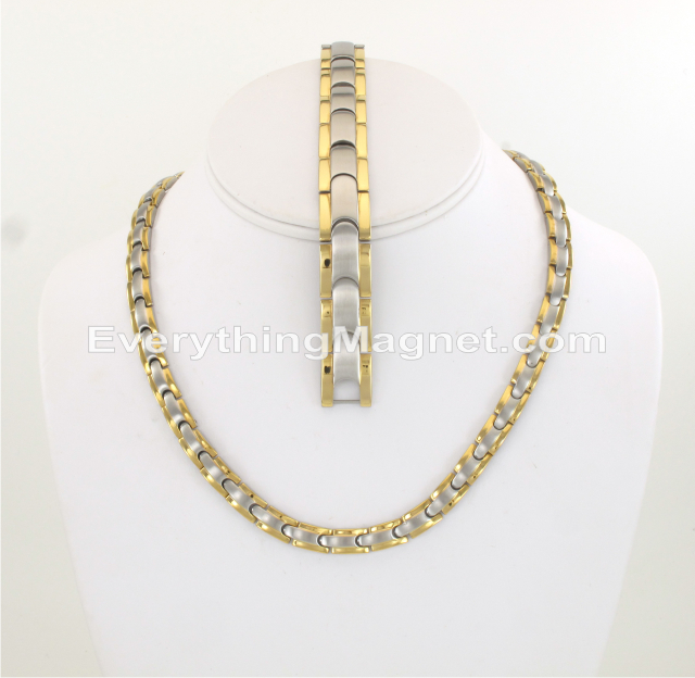 Stainless Steel Necklace(18 inch) Bracelet Set - SSNBM45TW