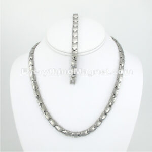 Magnetic Stainless Steel Necklace(18 inch) Bracelet Set – SSNBW118S