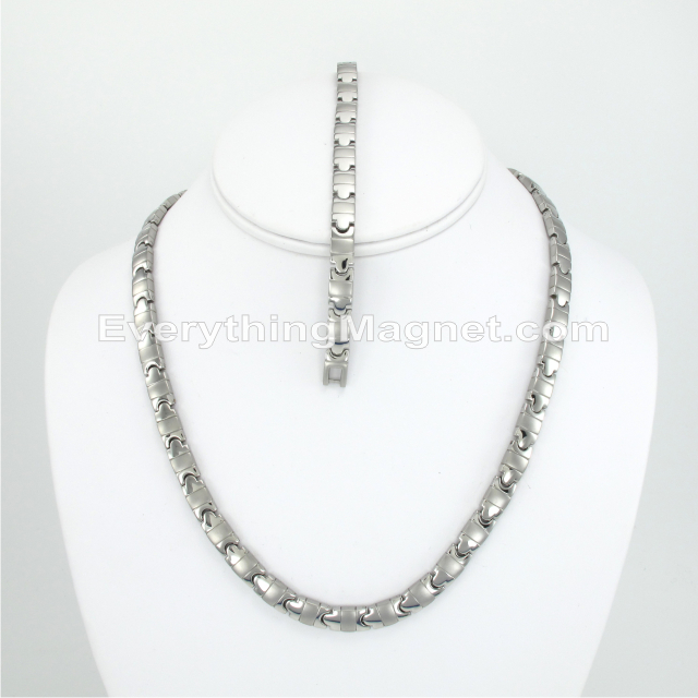 Magnetic Stainless Steel Necklace(18 inch) Bracelet Set – SSNBW118S