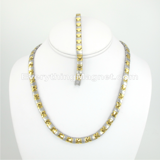 Magnetic Stainless Steel Necklace(18 inch) Bracelet Set – SSNBW118T