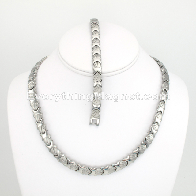 Magnetic Stainless Steel Necklace(18 1/2 inch) Bracelet Set – SSNBW133S