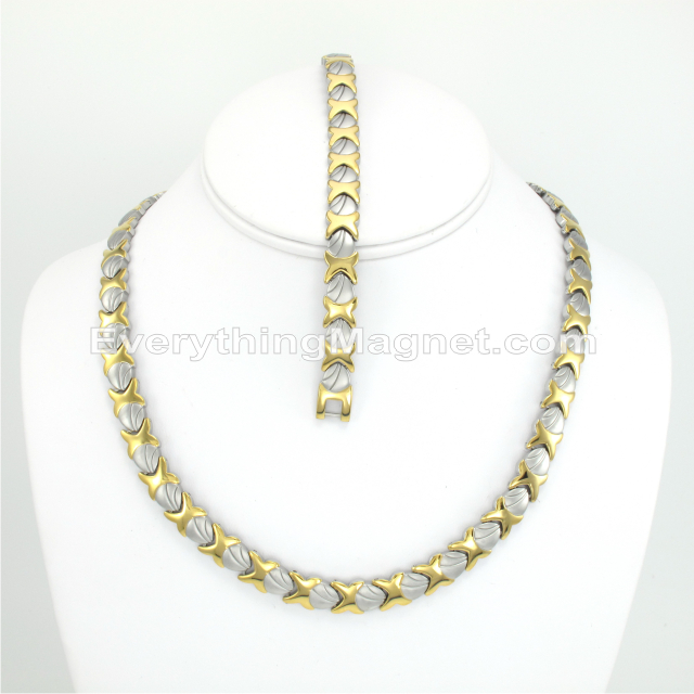 Magnetic Stainless Steel Necklace(18 1/2 inch) Bracelet Set – SSNBW133T
